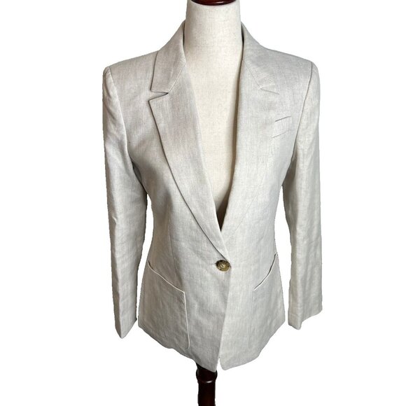 NWT J.Crew $198 Helena Blazer Stretch Linen Blend Flax Ivory Size 4 BX793 - Picture 3 of 15